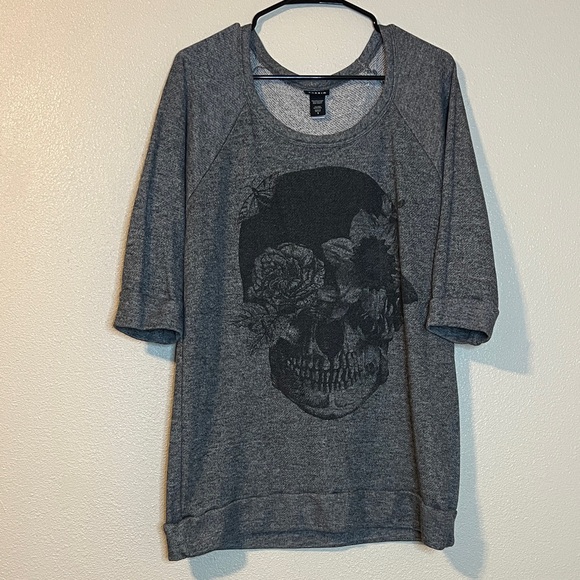 Torrid Gray Skull Graphic Sweatshirt - Picture 2 of 5